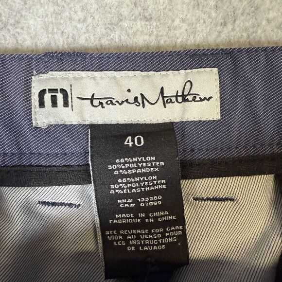 Travis Mathew Men's Size 40 Nylon Blue Flat Front Ankle Length Pants Stretch - Picture 4 of 9